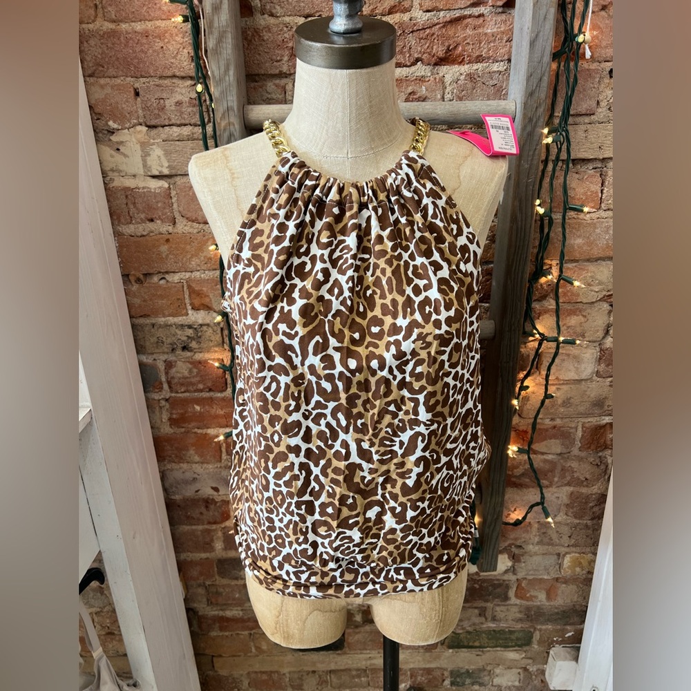 Lilly Pulitzer Brown Leopard Print Halter Top